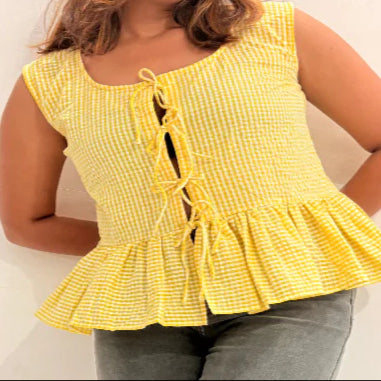 Gingham Tie-Front