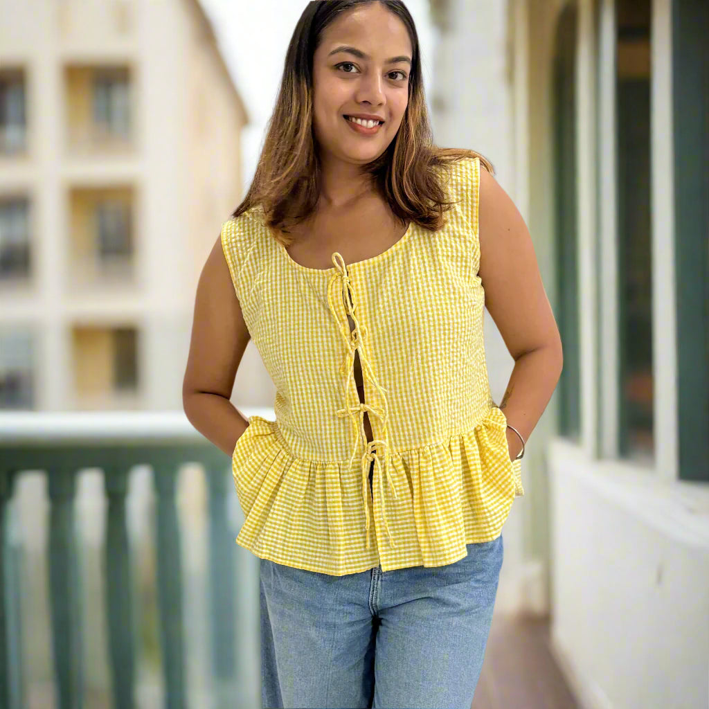 Gingham Tie-Front